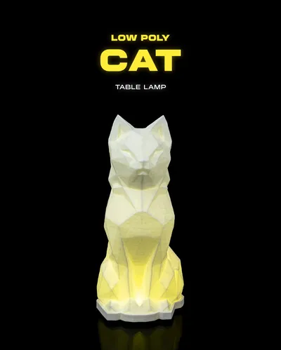 Low Poly Cat Table Lamp